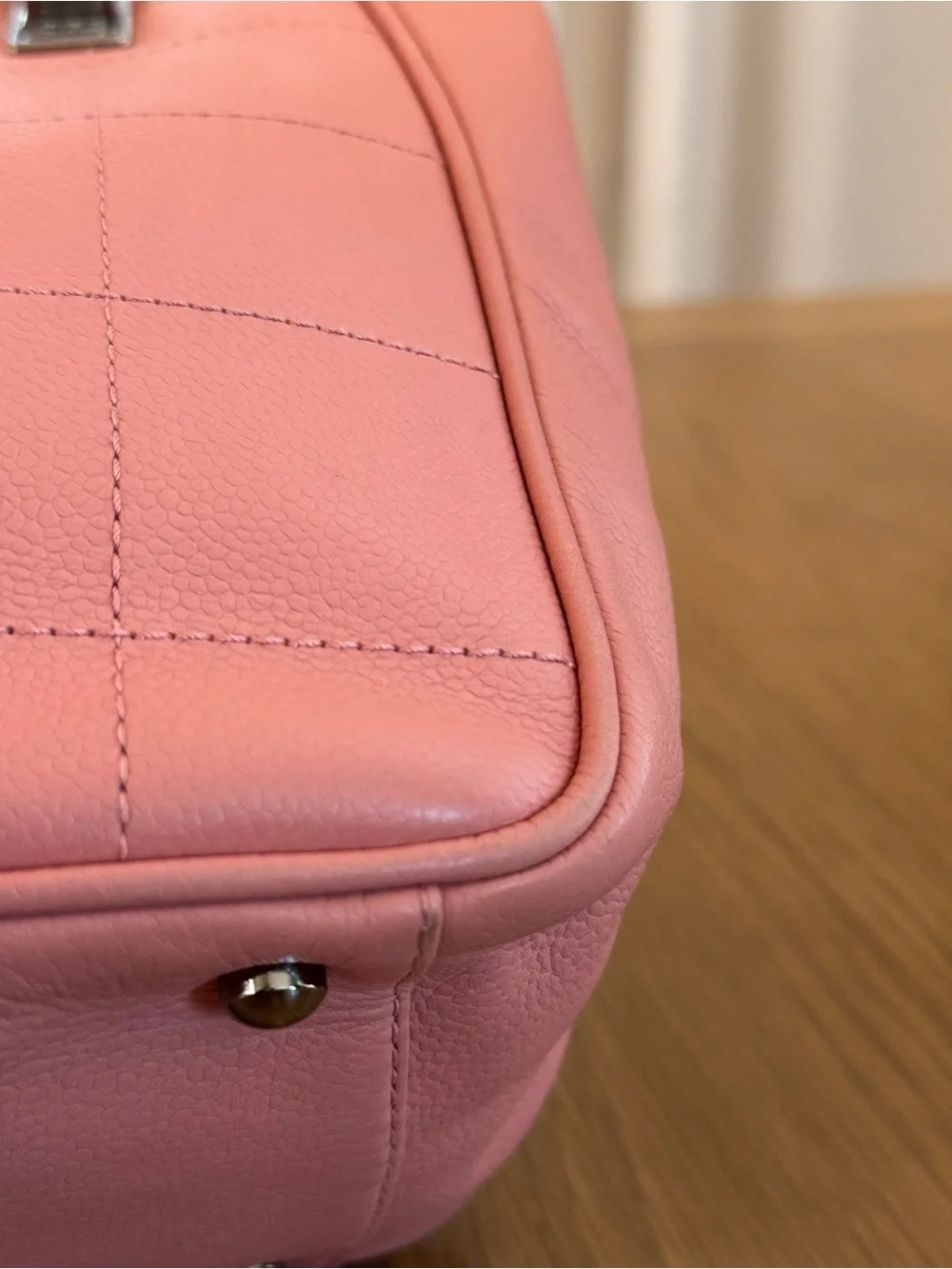 CHANEL Pink Quilted Leather Bag